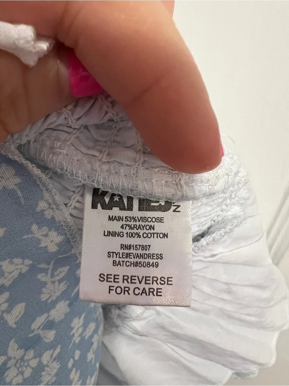 KATIE J NYC Evan Blue and White Floral Smocked Dress Tween
